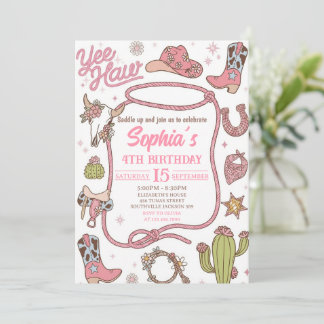Disco Cowgirl Nashville Pink Rodeo Birthday Party Inbjudningar