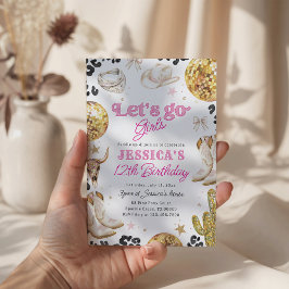 Disco Cowgirl Nashville Rodeo Pink Birthday Party  Inbjudningar