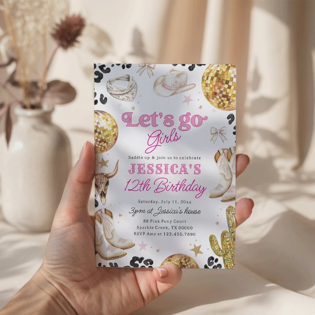 Disco Cowgirl Nashville Rodeo Pink Birthday Party  Inbjudningar (Skapare uppladdad)