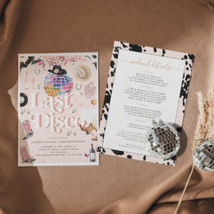 Disco Cowgirl Nashville Rosa Rodeo Bachelorette Inbjudningar