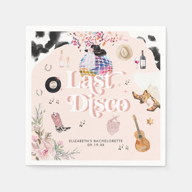 Disco Cowgirl Nashville Rosa Rodeo | Brudtärna Pappersservett (Framsidan)