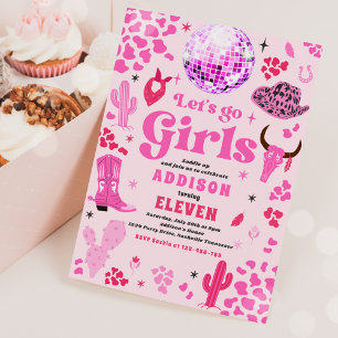 Disco Cowgirl Nashville Rosa Rodeo Födelsedagsfest Inbjudningar