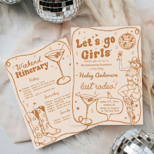 Disco Cowgirl Rodeo Bachelorette Helg Inbjudningar