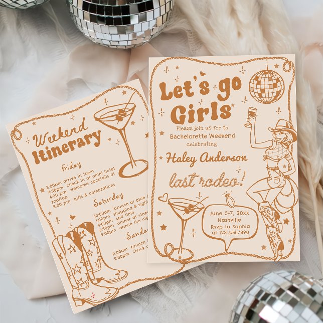 Disco Cowgirl Rodeo Bachelorette Helg Inbjudningar (Skapare uppladdad)
