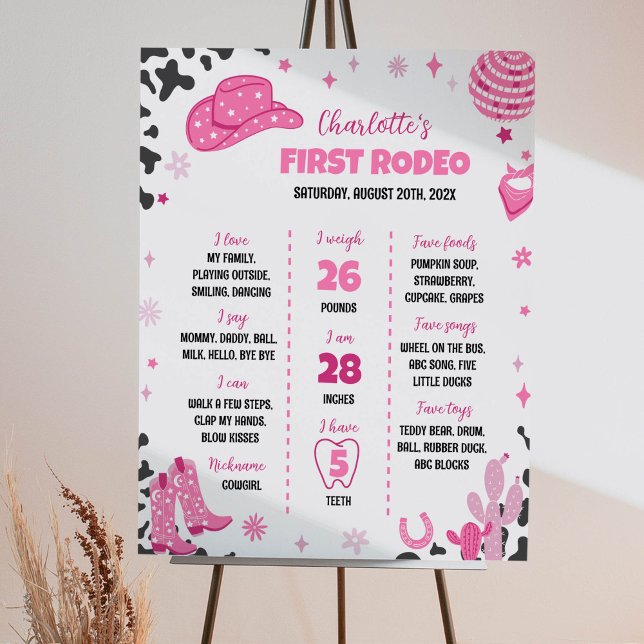 Disco Cowgirl Rodeo First Birthday Milestone Sign Poster (Skapare uppladdad)