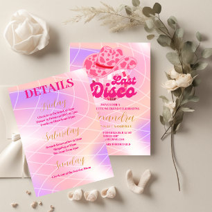 Disco Cowgirl Rosa Rodeo Bachelorette Party Inbjudningar