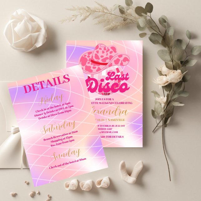 Disco Cowgirl Rosa Rodeo Bachelorette Party Inbjudningar (Skapare uppladdad)