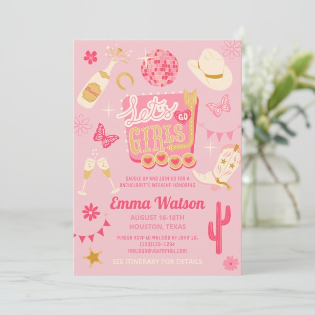 Disco Cowgirl Sällskapsfest Inbjudningar (Stående Fram)