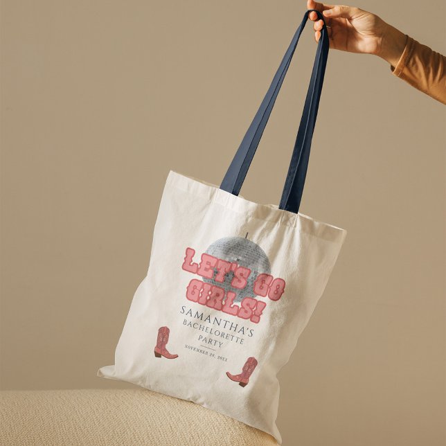 Disco Cowgirl Sätt I Gång Tjejerna Henpartaj Tygkasse (Disco Bachelorette Lets Go Girls Bachelorette Party Tote Bag)