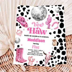 Disco Cowgirl Space Rodeo Land Girl Birthday Inbjudningar