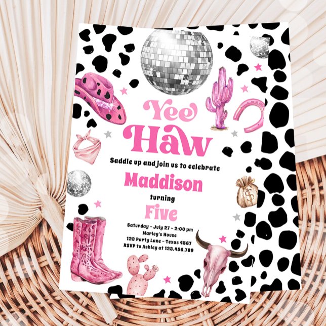 Disco Cowgirl Space Rodeo Land Girl Birthday Inbjudningar (Skapare uppladdad)