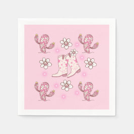 Disco Cowgirl-stövel och Kaktus Pappersservett