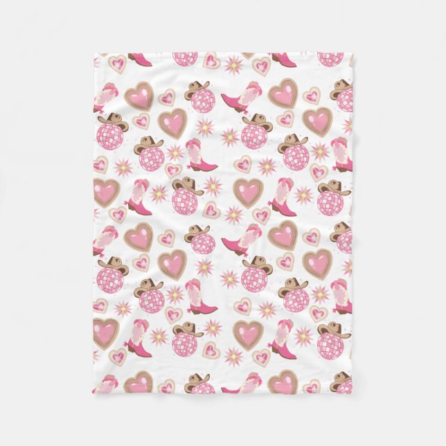 Disco Cowgirl Valentine Small Fleece Blanket (Framsidan)