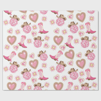 Disco Cowgirl Valentine Wrapping Paper Presentpapper
