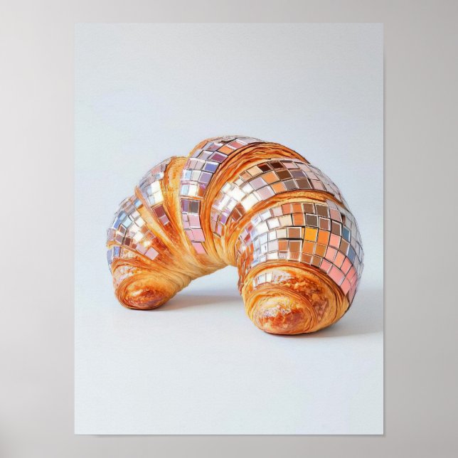 Disco Croissant Tryck Glitter Croissant Affisch Po (Framsidan)