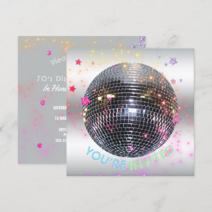 Disco Dance Birthday Retro 70's Disco Boll Party Inbjudningar