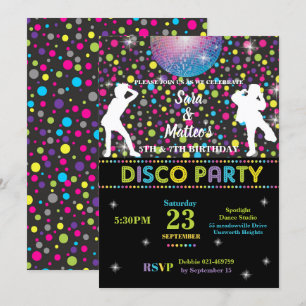 Disco Dance Joint Twillingars Födelsedagsfest Boy Inbjudningar