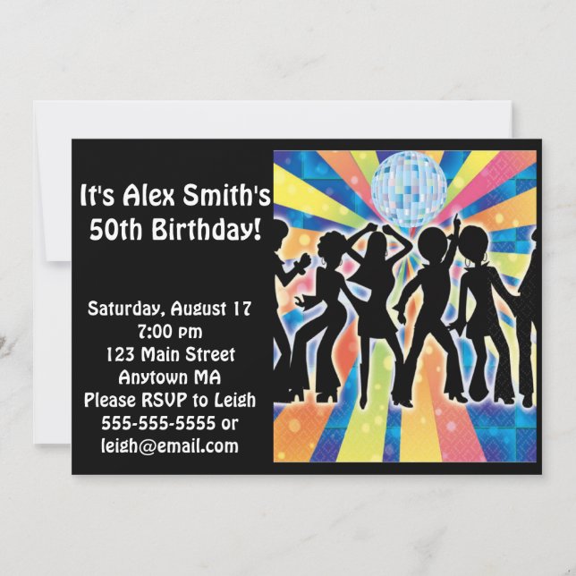 Disco Dance Kid Vuxen Birthday-inbjudan Inbjudningar (Framsida)