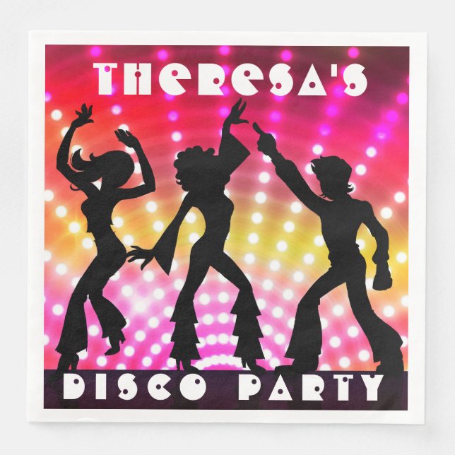 Disco Dance Party Dinner Napkin Pappersservett (Framsida)