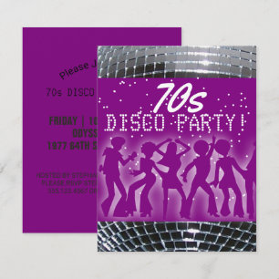 Disco Dance Party Lila Retro 70:s Temaparty Inbjudningar