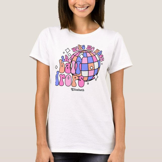 Disco Dance Retro Happy New Year Party T Shirt (Framsida)