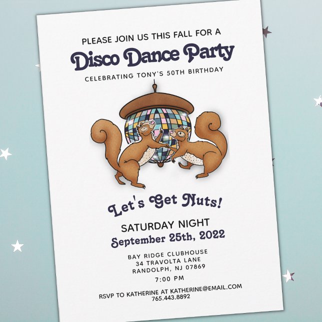 Disco Dance Squirrel Birthday Inbjudningar (Skapare uppladdad)