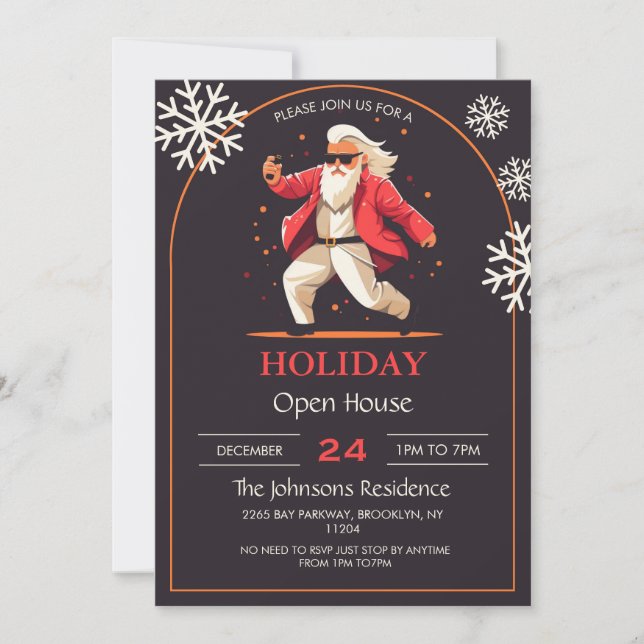 Disco Dancing Jultomten Tecknad Inbjudningar (Framsida)