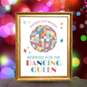 Disco Dancing Queen Guest of Honor Party Sign Poster