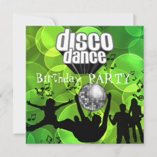 Disco-dans födelsedagsfest Retro Lime Bubblor Inbjudningar