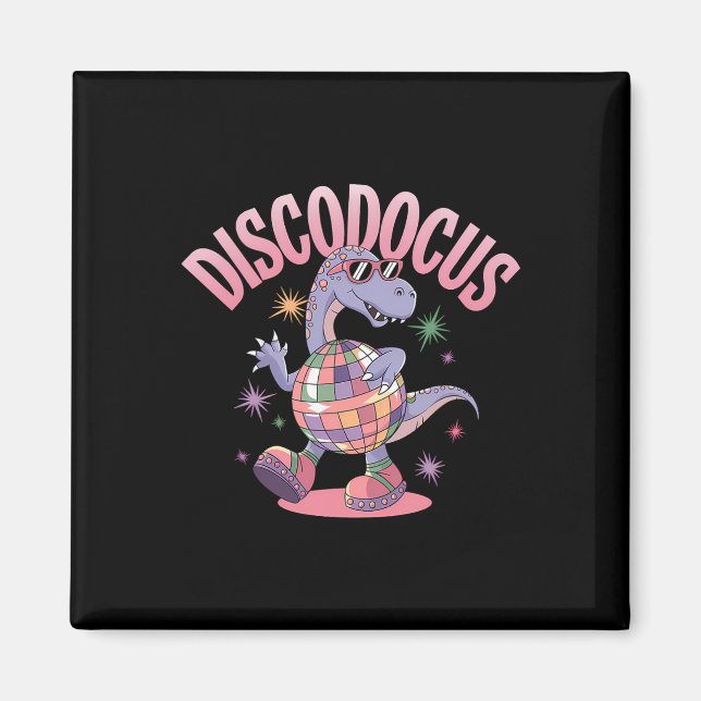 Disco Dansande Dinosaurie Diplodocus Dino Rolig 70 Magnet (Framsidan)