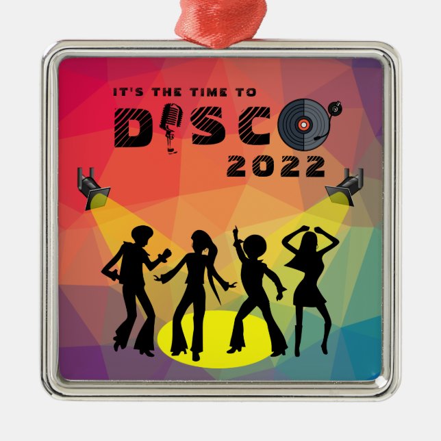 Disco dansar golv retro multifärgad firande julgransprydnad metall (Framsidan)