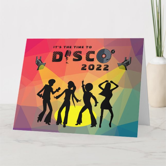 Disco dansar golv retro multifärgad firande kort (Framsida)