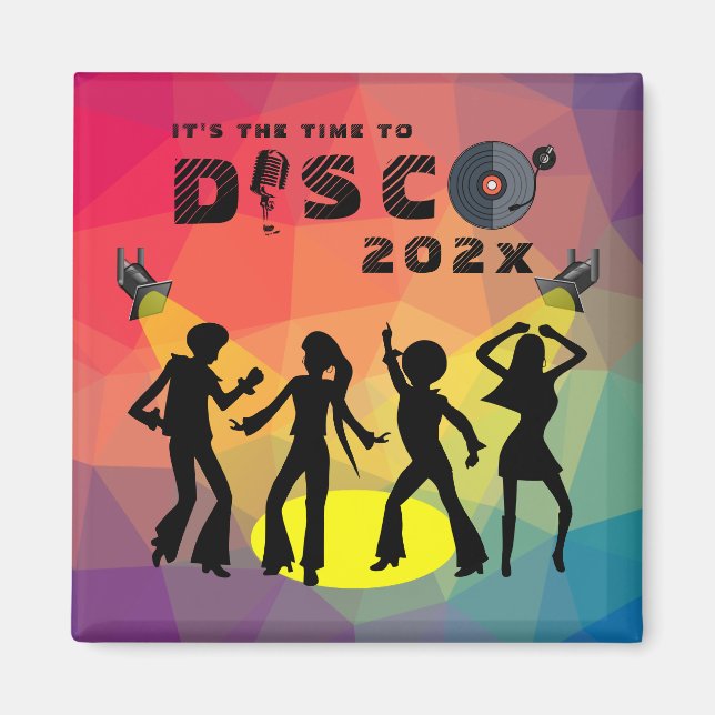 Disco dansar golv retro multifärgad firande magnet (Framsidan)