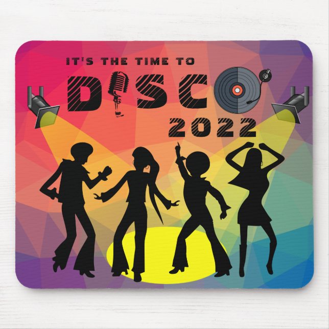 Disco dansar golv retro multifärgad firande musmatta (Framsidan)