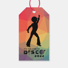 Disco dansar golv retro multifärgad firande presentetikett