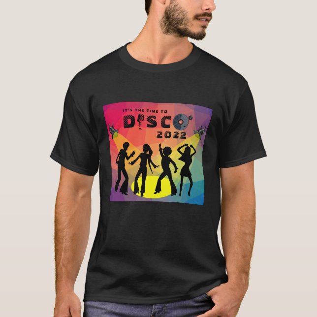Disco dansar golv retro multifärgad firande t shirt (Framsida)