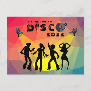 Disco dansar golv retro multifärgad firande vykort