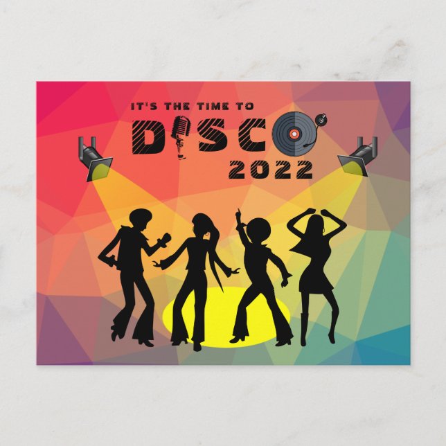 Disco dansar golv retro multifärgad firande vykort (Framsida)