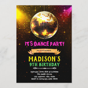 Disco dansar party födelsedagsinbjudan inbjudningar