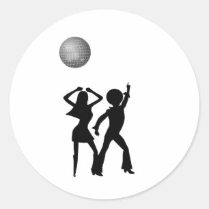 Disco-dansare under en discoboll runt klistermärke