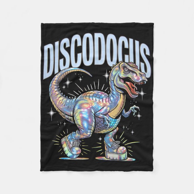 Disco Dinosaur Diplodocus 70-tal Dino Dansar Rolig Fleecefilt (Framsidan)