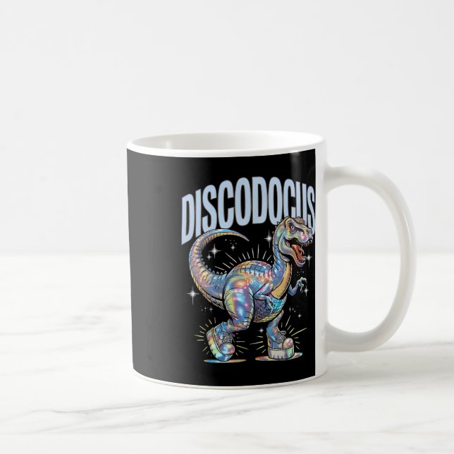 Disco Dinosaur Diplodocus 70-tal Dino Dansar Rolig Kaffemugg (Höger)