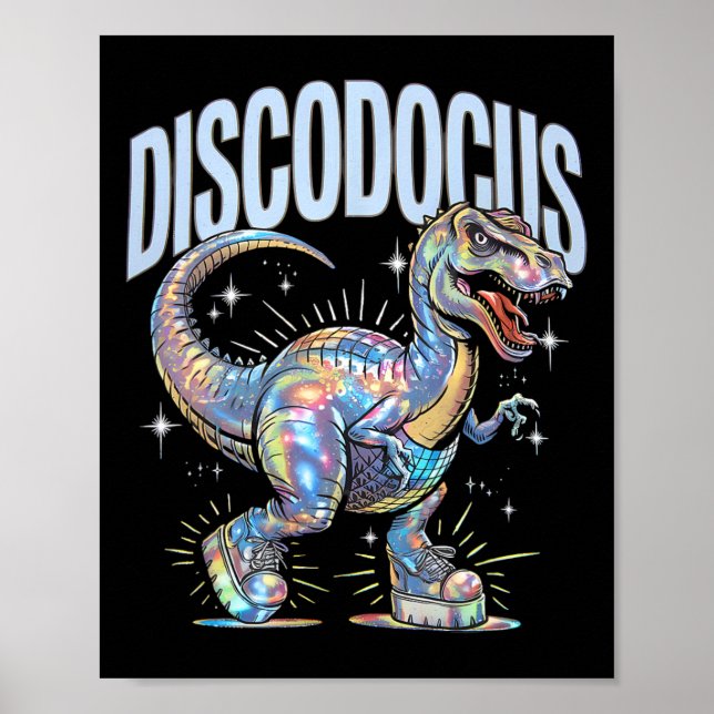 Disco Dinosaur Diplodocus 70s Dino Dancing Funny D Poster (Framsidan)