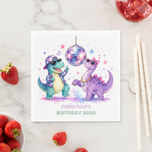 Disco Dinosaur Vattenfärg Födelsedagsfirande Pappersservett