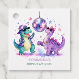 Disco Dinosaur Vattenfärg Födelsedagsfirande Tack Gåvor Etiketter