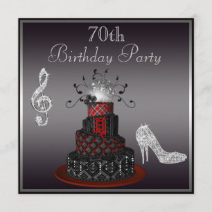 Disco Diva Cake, Silver Heels 70:e födelsedagen Inbjudningar