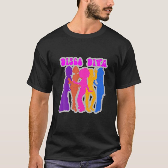 Disco Diva Disco Outfit Women Disco Girl Costume D T Shirt (Framsida)