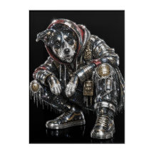Disco Dog Akrylväggkonst – Modern Mosaik Valp A