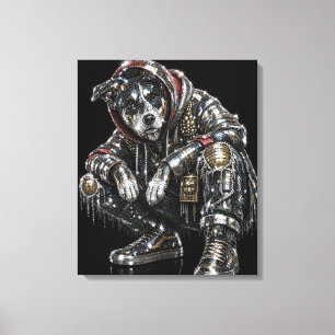 Disco Dog Canvas Väggkonst – Modern Mosaik Valp Ar