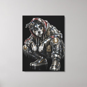 Disco Dog Canvas Väggkonst – Modern Mosaik Valp Ar